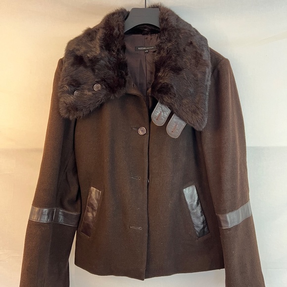 Rudsak - Vintage Short Peacoat - In Brown Leather, Wool and Rabbit Fur - 80% OFF - Picture 16 of 16